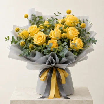 Sunny Days 12 Yellow Rose Bouquet