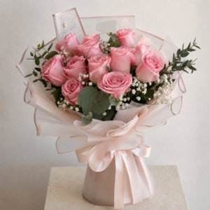 3.1.1 Rosy Embrace 12 Pink Rose Bouquet