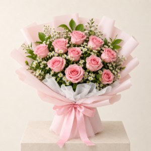 Pink Meadow Rose & Daisy Bouquet