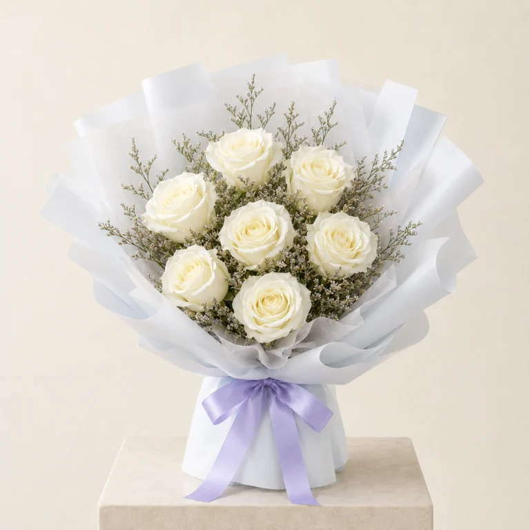 Ivory Whisper 7 White Rose Bouquet